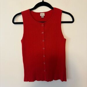 a new day Red Ribbed Button-Up Tank Top